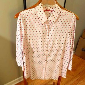 *HP* White cotton shirt with red dots.